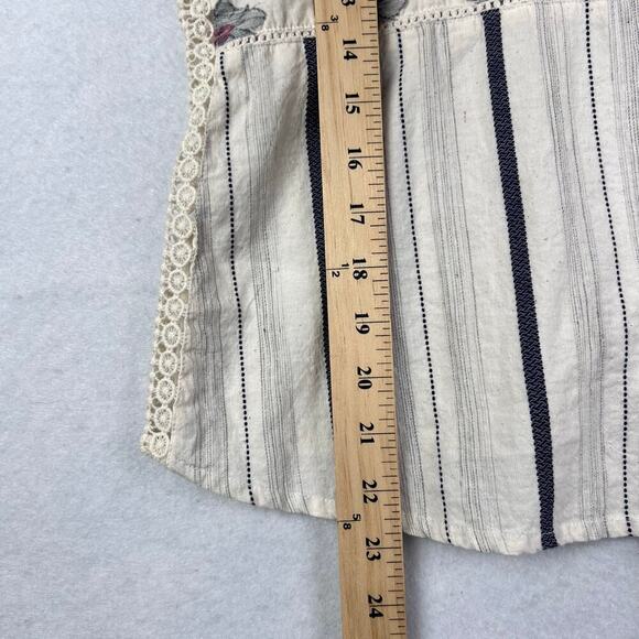 Shyanne Western Tank Top Button Down Lace Embroidered Floral Stripe Large - Picture 10 of 10